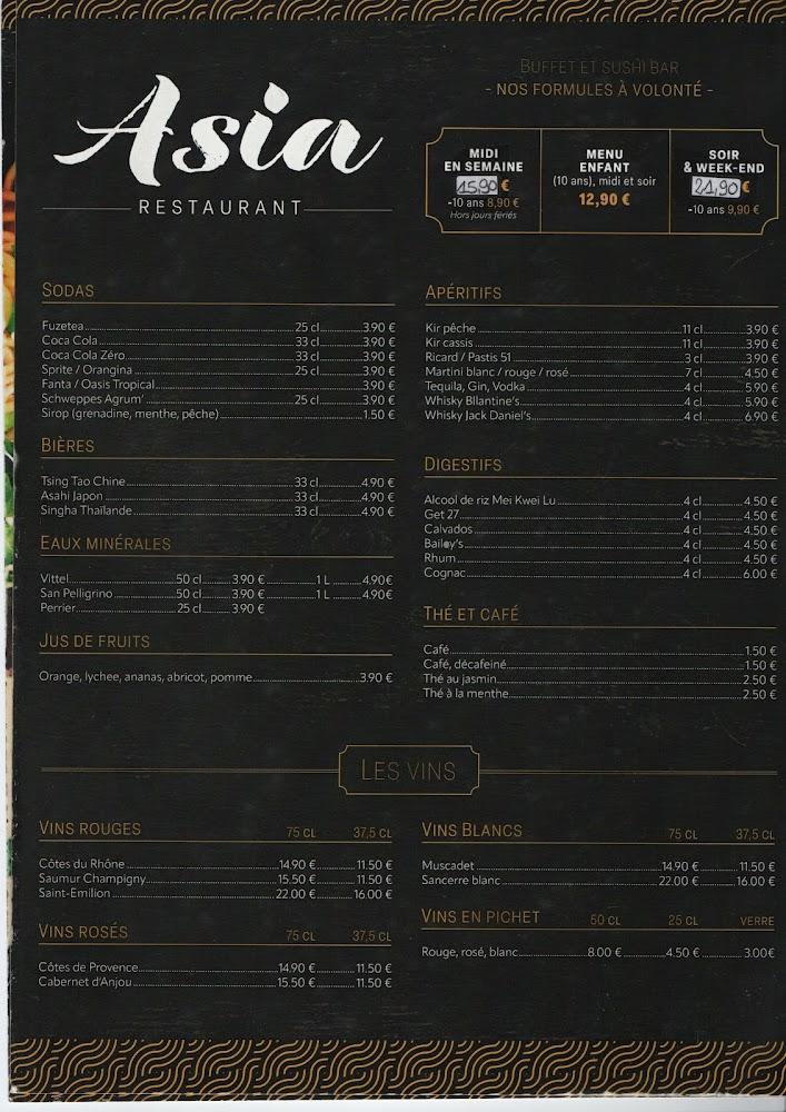 Restaurant Asia | Buffet asiatique - Sushi bar - Menu Image 1